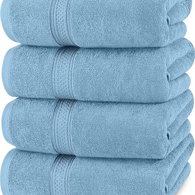 Utopia Towels 4 Pack Premium Bath Towels Set, (27 x 54 Inches) 100% Ring Spun Cotton 600GSM, Lightweight and Highly Absorbent Quick Drying Towels, Perfect for Daily Use (Sky Blue)