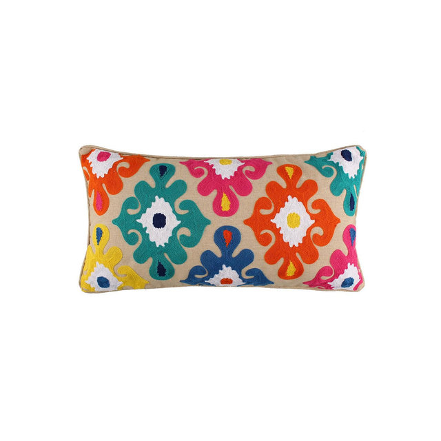 Levtex Fantasia Boho Crewel Stitch Decorative Pillow, 12" x 24"