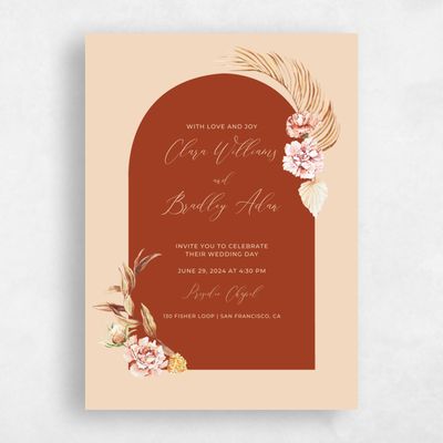 Deep Orange Wedding Invitation - Caoba Portrait