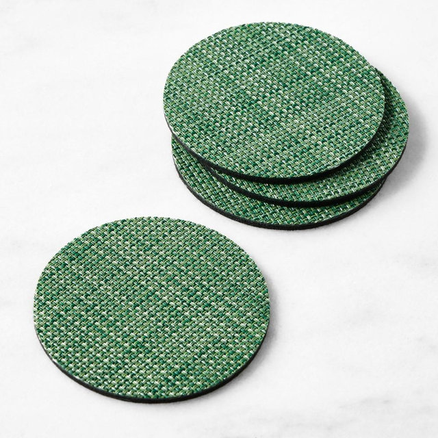 Chilewich Mini Basketweave Coasters, Set of 4, Ivy