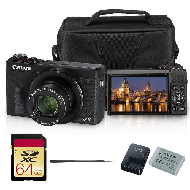 Canon PowerShot G7 X Mark III Digital Camera Bundle | 20.1MP 1-Inch Sensor, 4.2X Optical Zoom, 4K UHD Video, Wi-Fi & Bluetooth | Vlogging & Travel Camera with Bag and 64GB Card