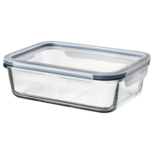 IKEA 365+ Food container with lid, rectangular glass/plastic, 34 oz