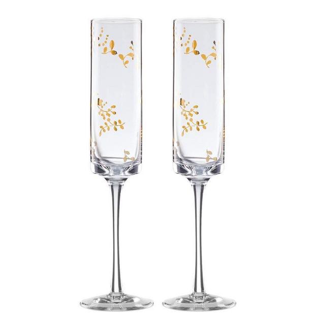 Lenox Opal Innocence Flourish 2-Piece Toasting Flute Set, 0.90 LB, Clear