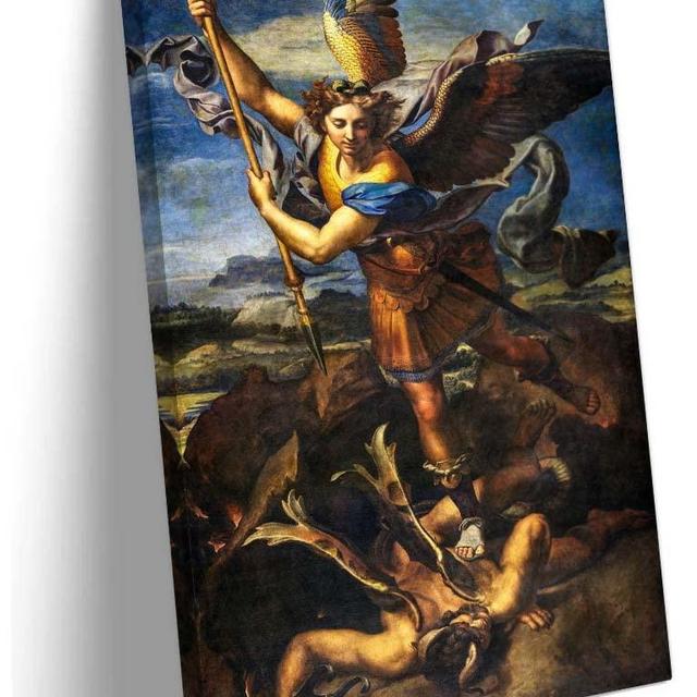 Raphael Wall Art St. Michael Vanquishing Satan Posters and Prints on Canvas Painting Decor Living Room Modern Artwork Bedroom Decoration Artwork for Home Canvas Pictures Wall Hanging Kitchen (08x12inch(20x30cm),Framed)