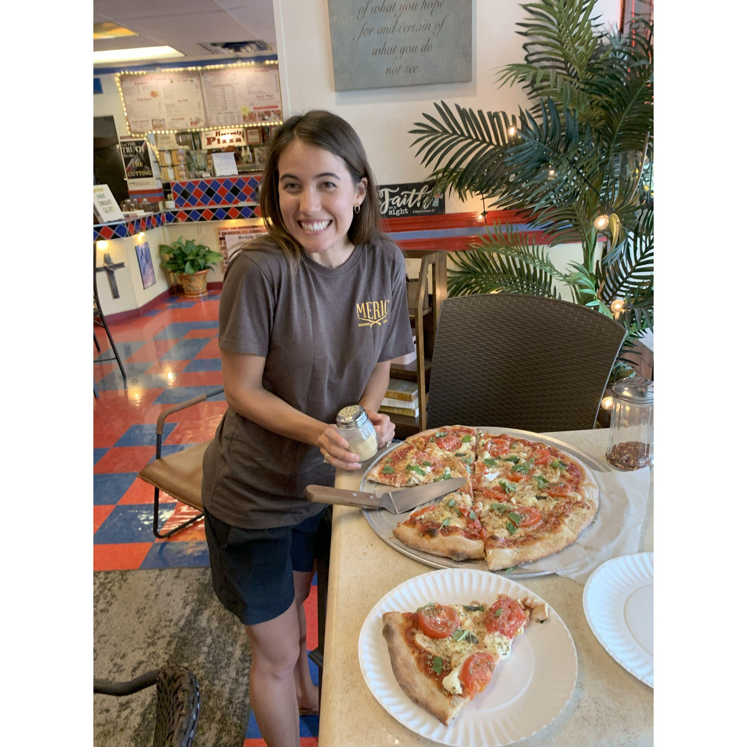 Making Nick pizza at the boot camp