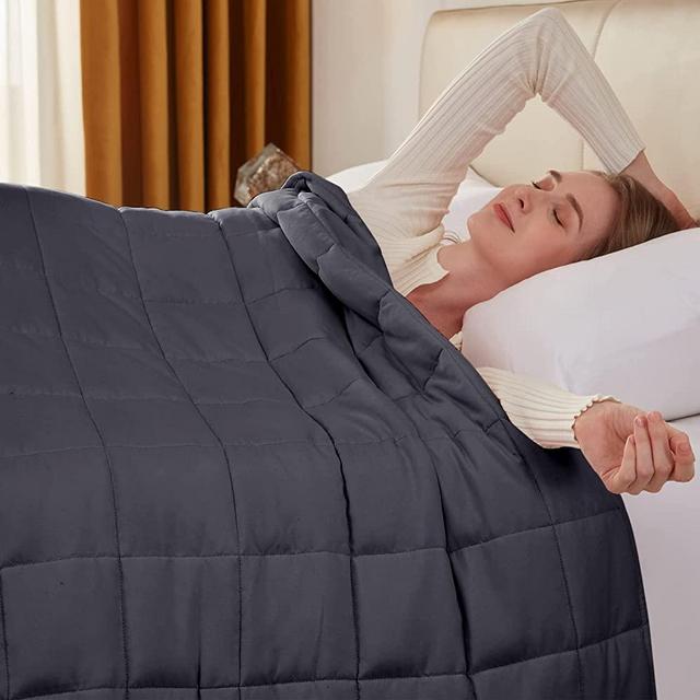 Yescool Weighted Blanket for Adults (20 lbs, 60” x 80”, Grey) Cooling Heavy Blanket for Sleeping Perfect for 190-210 lbs, Queen Size Breathable Blanket with Premium Glass Bead