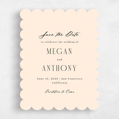 Beige Scalloped Wedding Save the Date - Uzes Portrait