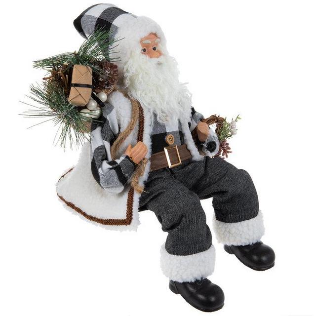 Black & White Buffalo Check Santa Shelf Sitter