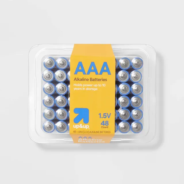AAA Batteries 48pk Alkaline Battery - up&up™: 1.5V Single-Use, Household Pack