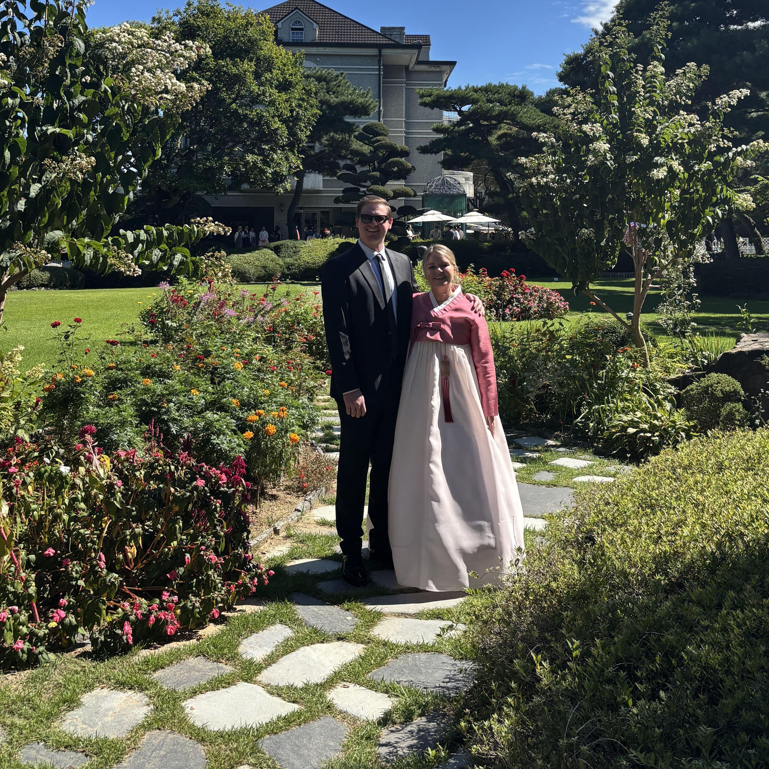 At Indigo's brother's wedding in Korea! Indigo is in the traditional hanbok