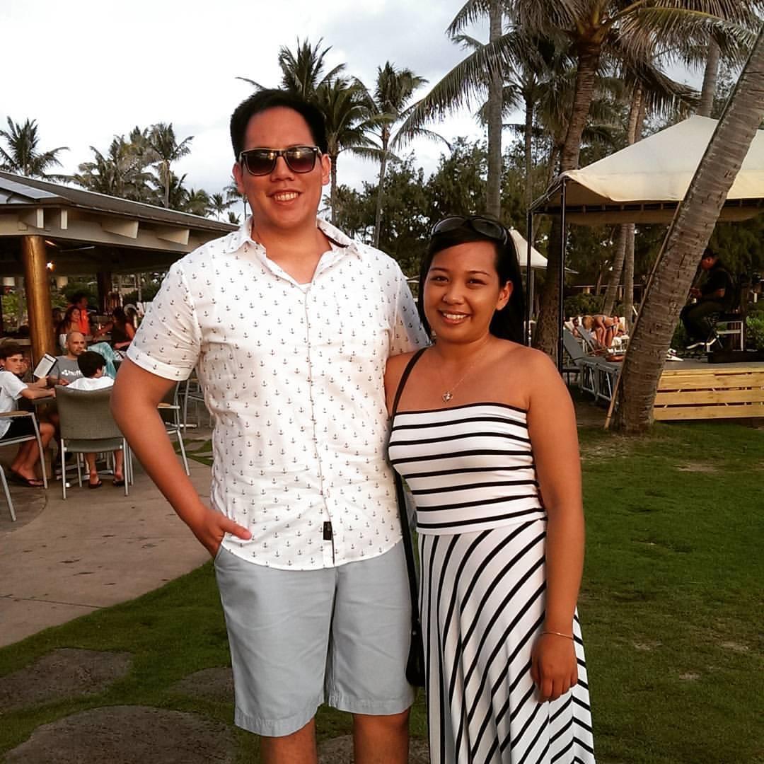 Soaking in the sun in the North Shore for Kevin and Alison's wedding in 2014.