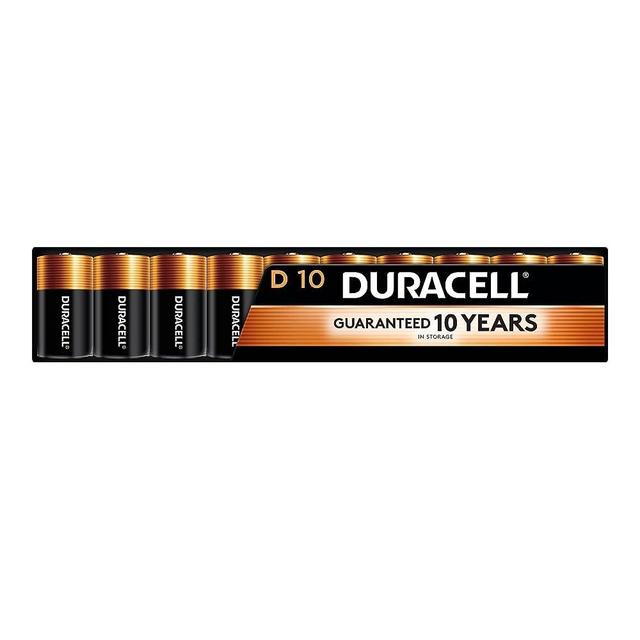 Duracell Coppertop D Batteries, 10 Count Pack, D Battery with Long-lasting Power, All-Purpose Alkaline D Battery for Household and Office Devices
