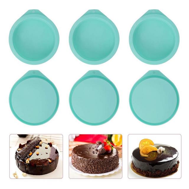 6-Pack Silicone Cake Molds 4 Inch Round Silicone Cake Pans Green Baking Pan Set Silicone Baking Mold DIY Rainbow Cakes and Round Resin Coaster Molds, 0.8 Inch Deep (Green)