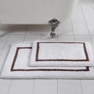 2-Piece Reversible Contrast Stripe Bath Rug Set