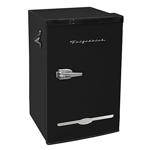 Frigidaire EFR376-BLACK 3.2 Cu Ft Black Retro Bar Fridge with Side Bottle Opener