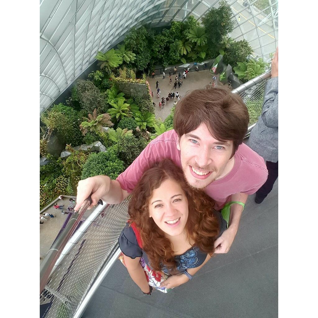 One of our favorite couple photos! In the Cloud Forest in Singapore (and one of the few times we used a selfie stick)! Summer 2018