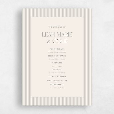 Linen, Beige Wedding Program - Tristabelle