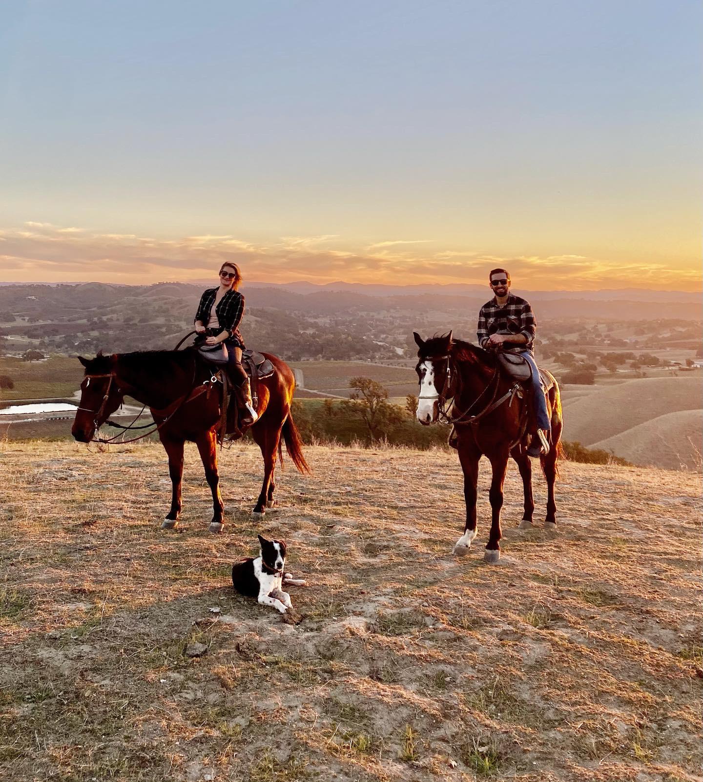 Horseback riding through a winery in Paso Robles.
