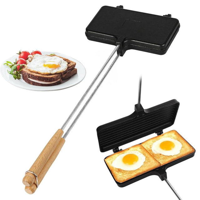 Cast Iron Sandwich Maker, Campfire Cooking Equipment, Pie Maker, Pie Iron Suitable for Outdoor/Camping/Kitchen/Baking Sandwiches