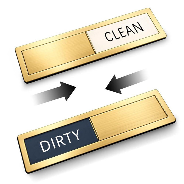 Premium Stainless Steel Clean Dirty Magnet for Dishwasher - Universal dishwasher clean dirty magnet for All Kitchen Appliances | Smooth Glide & Anti-Rust Frame (7 x 1.6 Inches) (Gold)