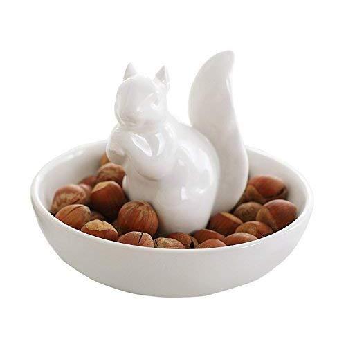 LA JOLIE MUSE Nut Bowl Snack Serving Dish - Ceramic Squirrel Stand Candy Dish for Pistachio, Peanuts, Edamame