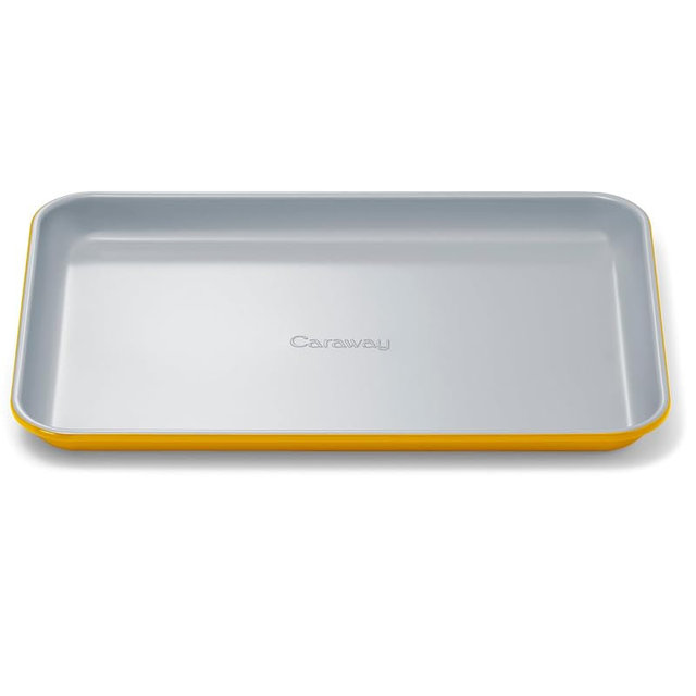 Caraway Nonstick Ceramic Small Baking Sheet (9x13”) – Non-Toxic, PTFE & PFOA Free – Oven Safe – Aluminized Steel Core – Mini Sheet Pan for Baking, Roasting & More - Marigold