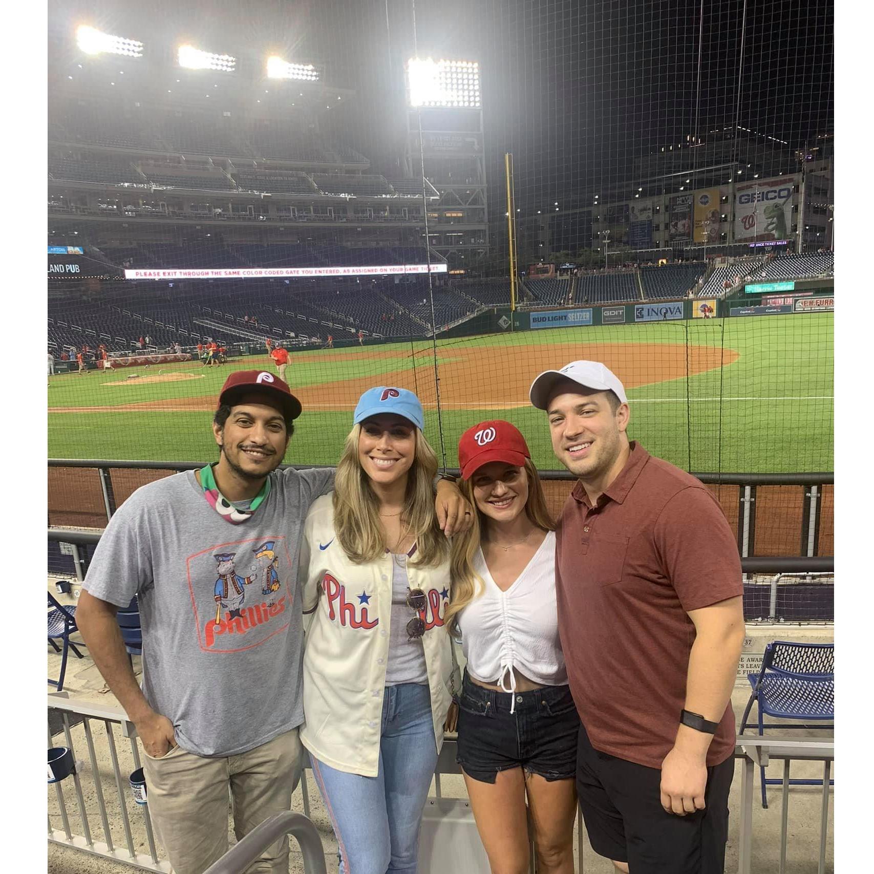 Rooting for the Phillies in DC with our friends, Ben (groomsman) and Genna