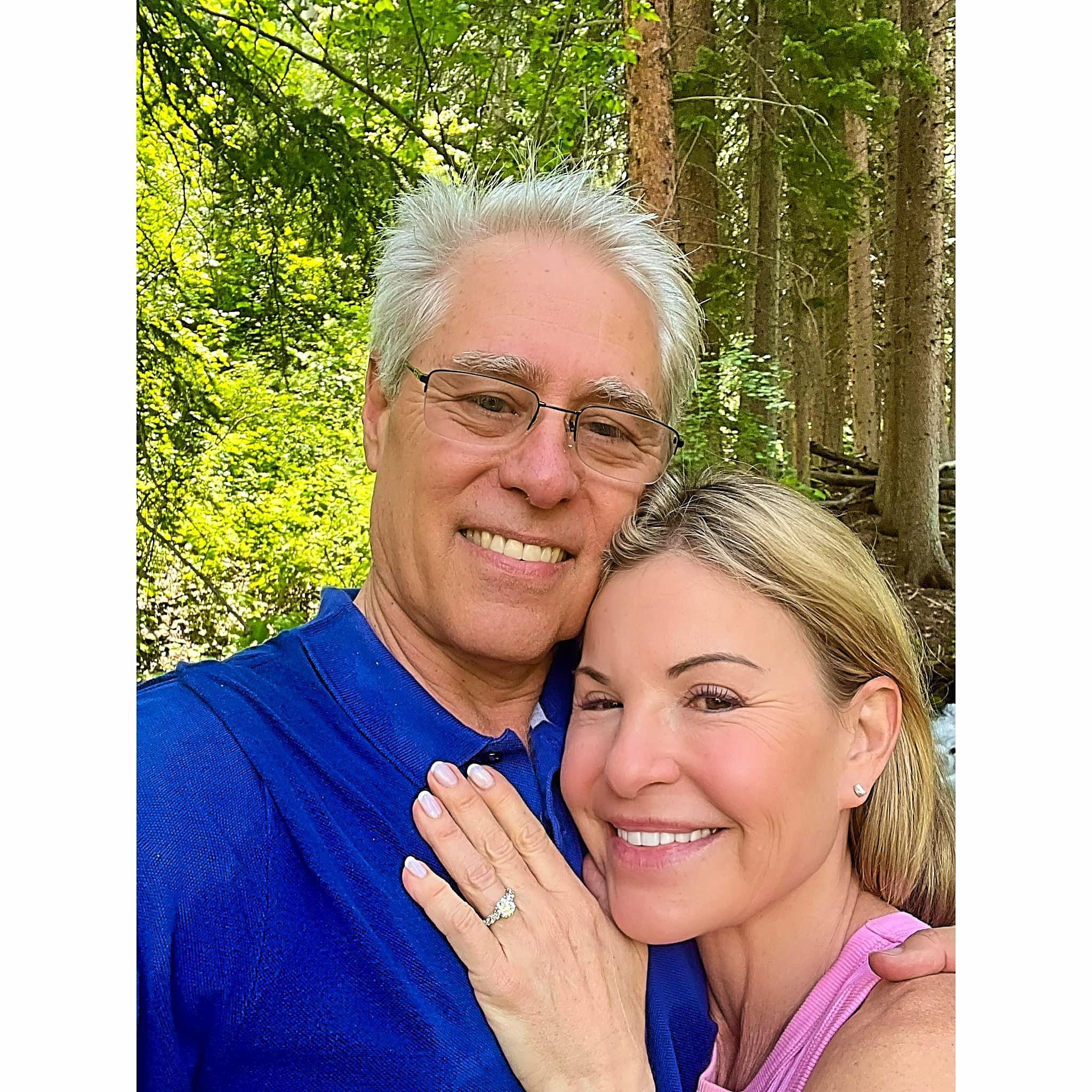 The moment after he popped the question on a hike at Stone Creek, CO