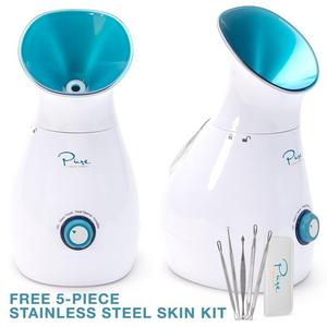 NanoSteamer - Large 3-in-1 Nano Ionic Facial Steamer with Precise Temp Control - 30 Min Steam Time - Humidifier - Unclogs Pores - Blackheads - Spa Quality -...