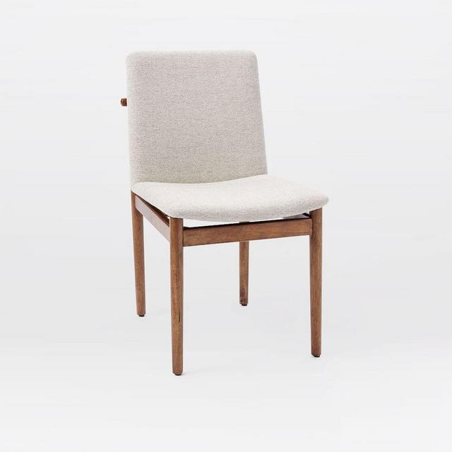 Framework Upholstered Dining Chair, Twill, Stone, Walnut