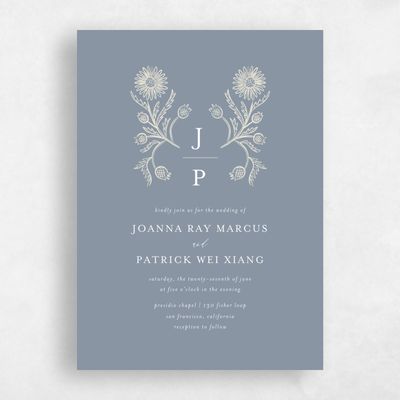 Periwinkle Gray, Grey Wedding Invitation - Desrosiers Classic