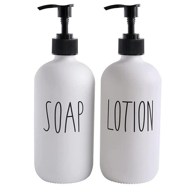 MOMEEMO White Soap Dispenser Bathroom Set, Contains Hand Soap Dispenser and Lotion Dispenser. Bathroom Soap Dispenser Set Suitable for Farmhouse Bathroom Decor, Bathroom Accessories Decor. (White)
