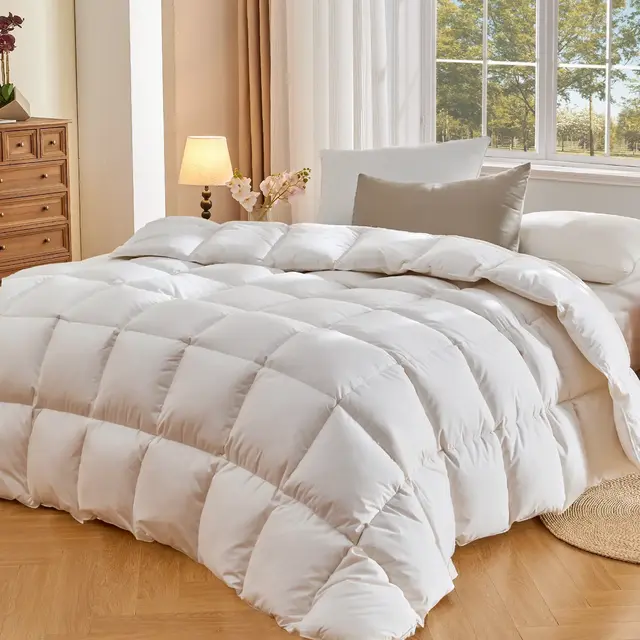 Inhand Down Feather Comforter King Size - All Season Luxury Duvet Insert, Warm Fluffy Comforter with Cotton Blend Cover
