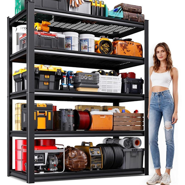72"Hx59"Wx20"DGarage Shelving-2500 lbs 5 Tier Storage Shelves,Adjustable Heavy Duty Metal Shelving Unit and Storage Large Wire Rack,Utility Steel Shelf for Warehouse Industrial Pantry Basement
