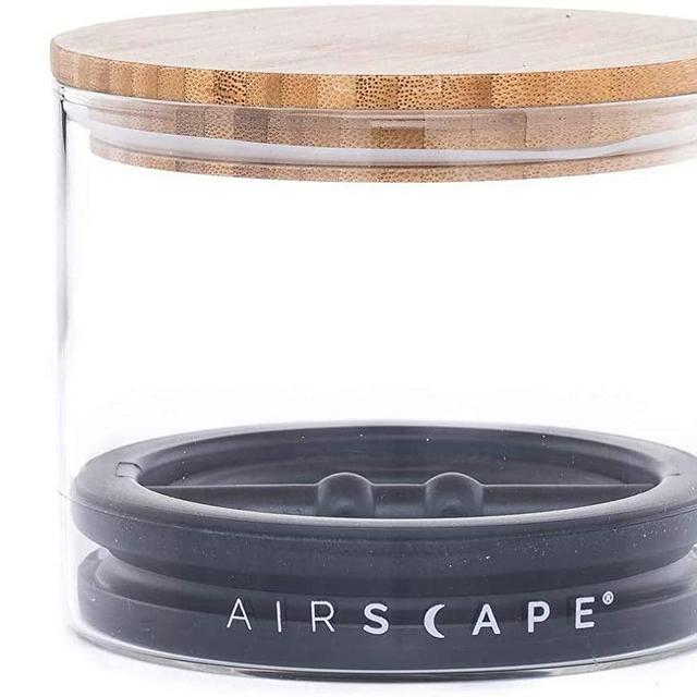 Airscape Glass Food Storage Canister - Patented Airtight Lid Preserves Food Freshness, Glass Storage with Bamboo Lid (Small 4-Inch)