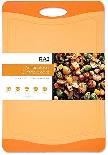 Raj Plastic Cutting Board Reversible Cutting board, Dishwasher Safe, Chopping Boards, Juice Groove, Large Handle, Non-Slip, BPA Free, FDA Approved (Small (11.42" x 7.87"), Orange)