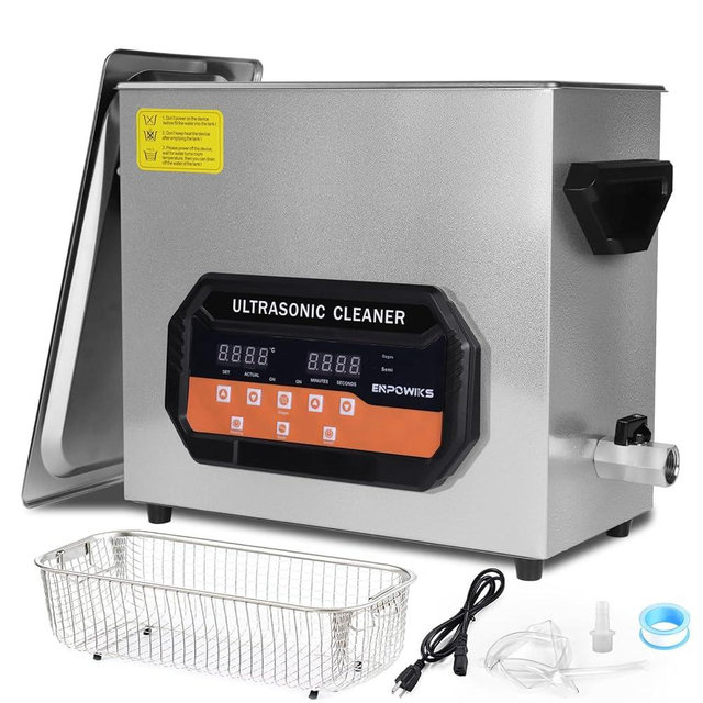 Enpowiks Ultrasonic Cleaner 7L 180W Digital Ultrasonic Cleaning Machine with Upgraded Degassing & Gentle Mode, 40kHz, with Heater & Timer for Tools, Jewelry, Watches, Glasses, Dentures, Small Parts