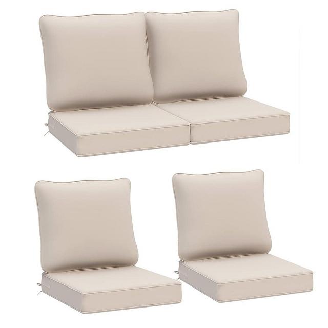 AAAAAcessories Outdoor Deep Seat Cushions for Patio Furniture, Water-Resistant Replacement Patio Chair Cushions Set of 4, 24 x 24 x 5 inch, Beige
