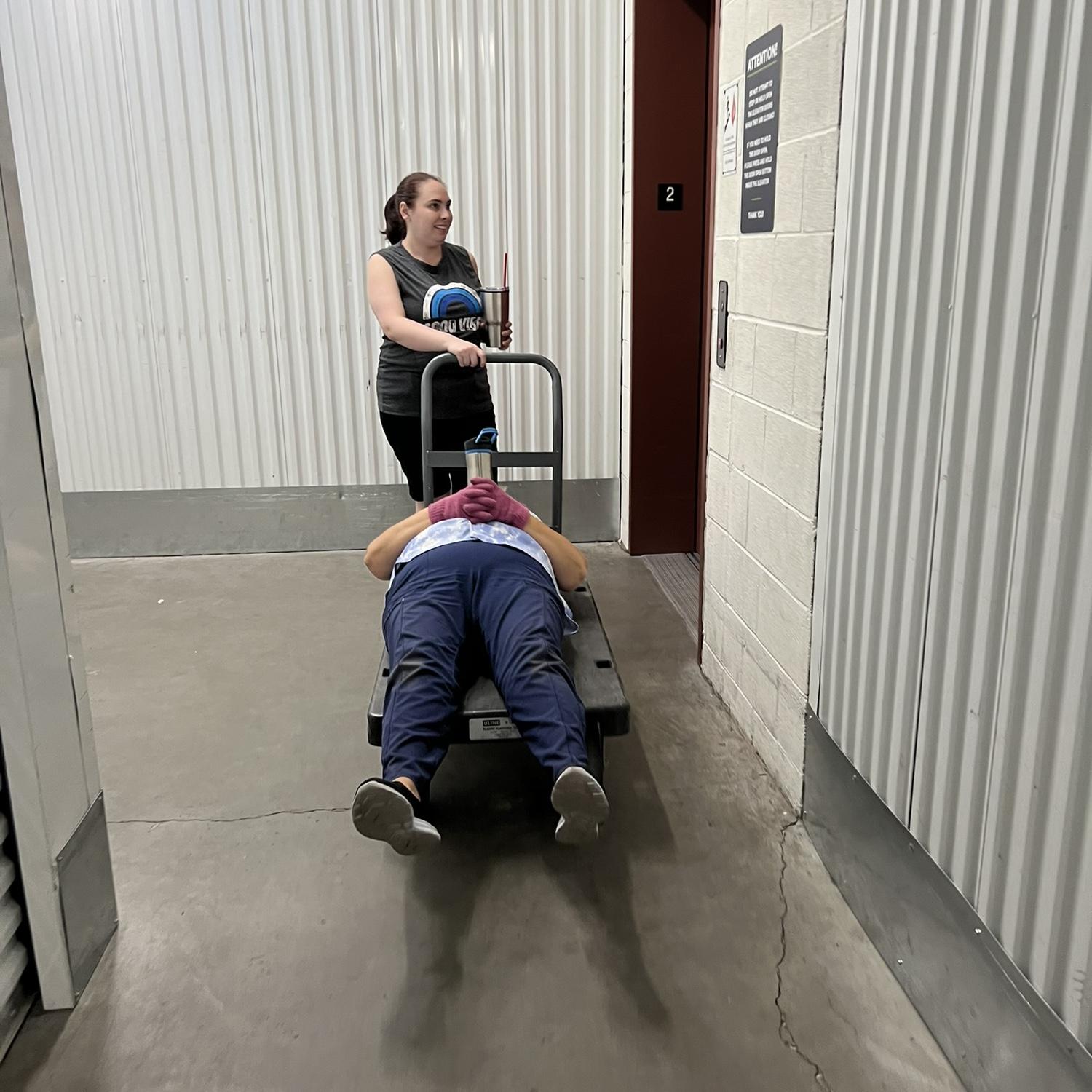 Mom was too tired to walk so Becca gave her a ride!