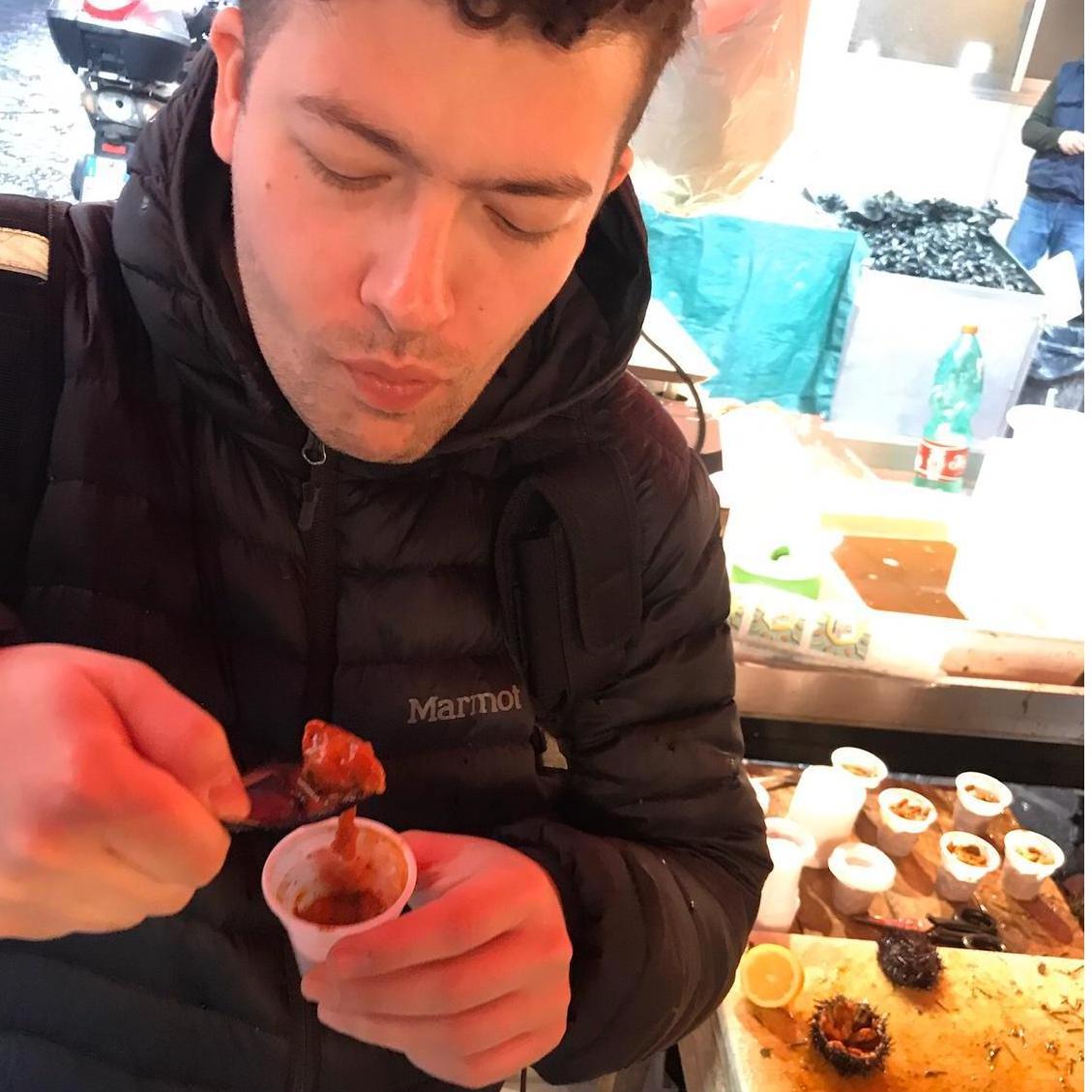 Fish Market, Sicily. Patrick in urchin heaven.