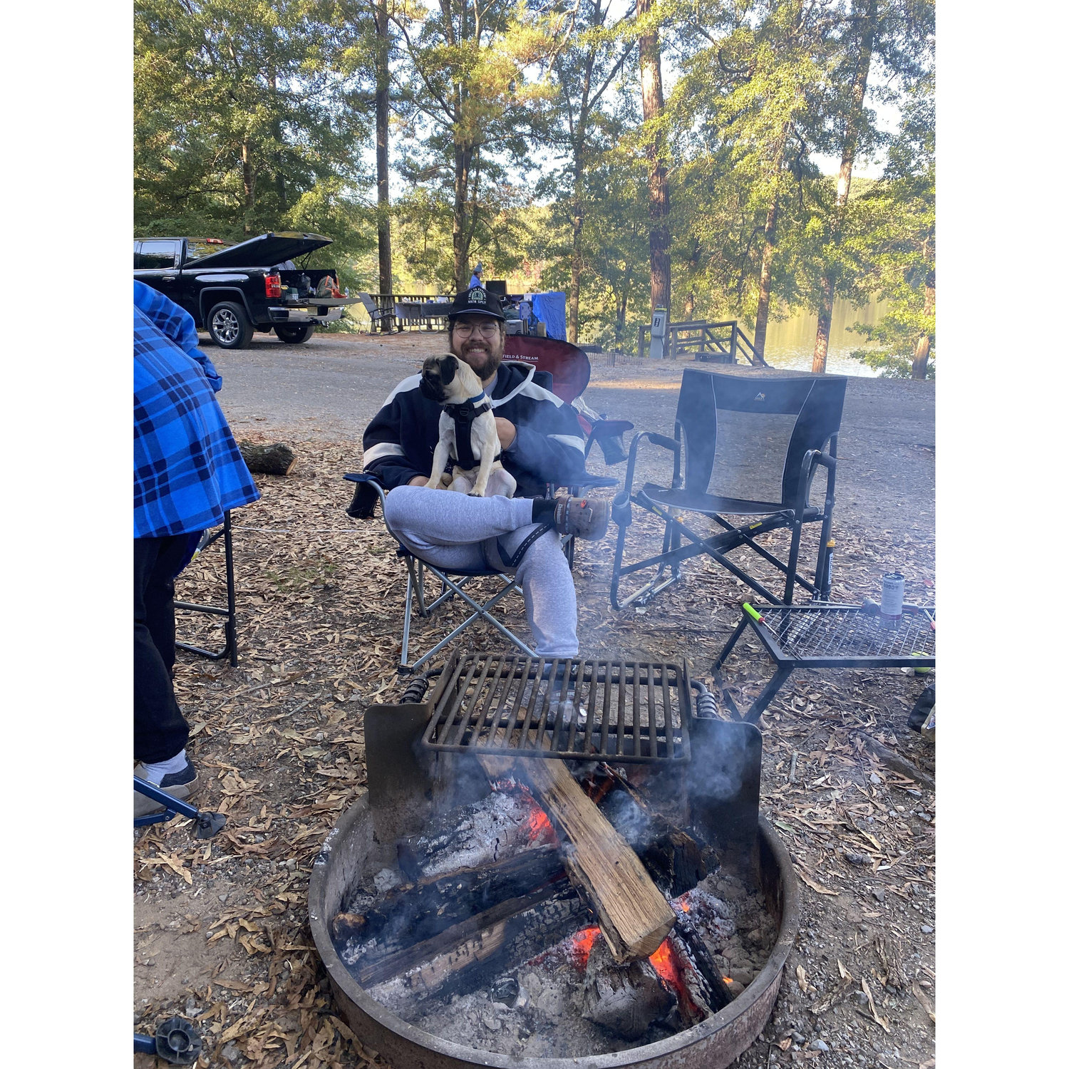 Camping with my family. Matthew asked my dad for his permission to marry me. My dad almost immediately ruined the surprise (I didn't notice)