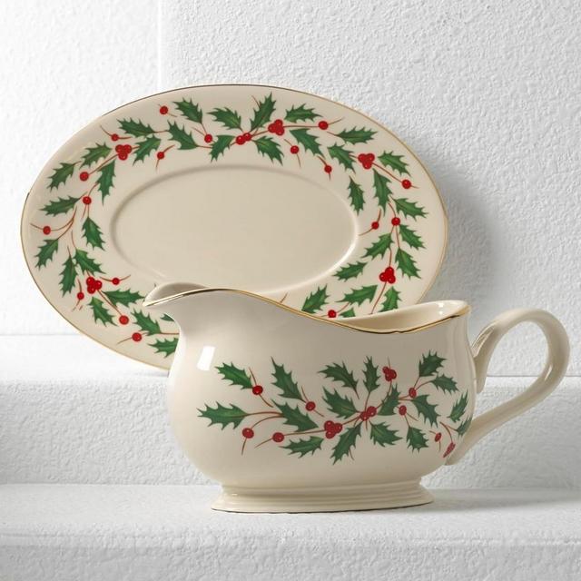 Lenox Holiday Gravy Boat and Stand