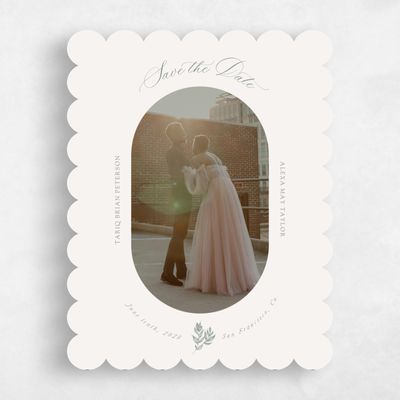 Beige Scalloped Wedding Save the Date - Leif Frame