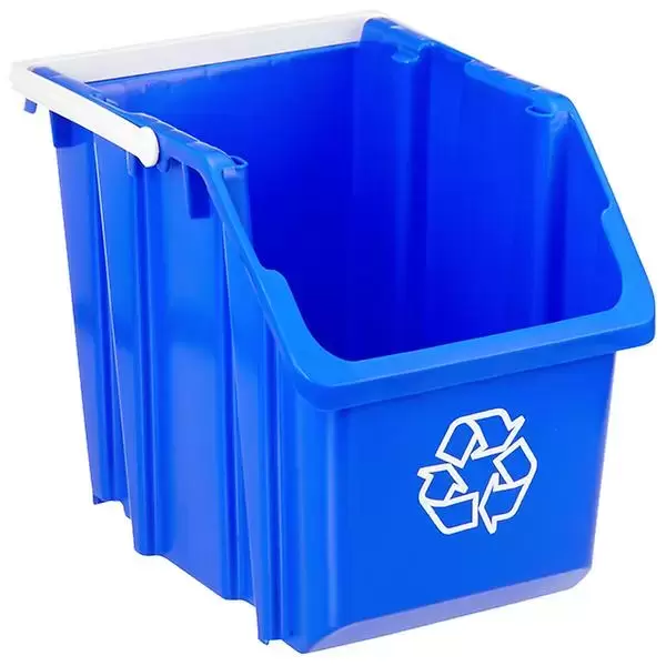 Blue 6 gal. Stackable Recycle Bin with White Handle