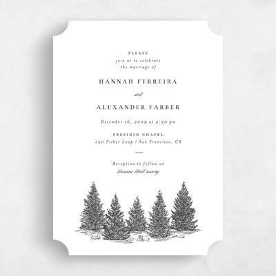 White Ticket Wedding Invitation - Auburn Classic