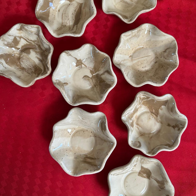Unha Muffin Bowls, 6 pack - marbled clay with clear glaze