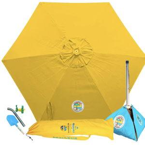 BEACHBUB ALL-IN-ONE BEACH UMBRELLA SYSTEM. Includes ULTRA Base (Sun-kissed Yellow)