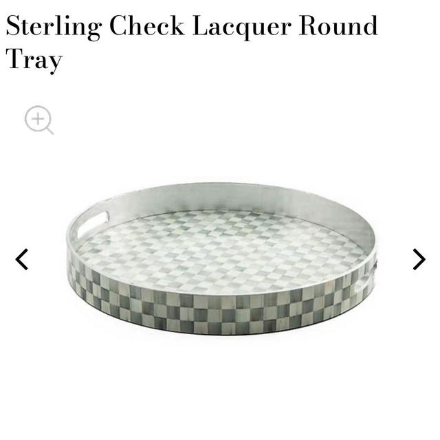 MacKenzie Childs Sterling Check Lacquer Round Tray