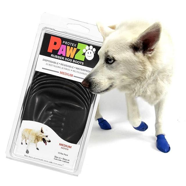 Pawz Dog Boots | Dog Paw Protection with Dog Rubber Booties | Dog Booties for Winter, Rain and Pavement Heat | Waterproof Dog Shoes for Clean Paws | Paw Friction for Dogs | Dog Shoes (M)