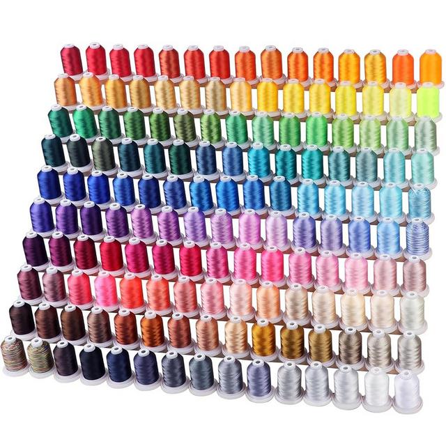 New brothread Embroidery Machine Thread Mega Kit 150 Colors Compatible with Brother & Janome Polyester Embroidery Thread 40WT 1000M/1100YD Each Spool for Home-Used & Commercial Embroidery Machines